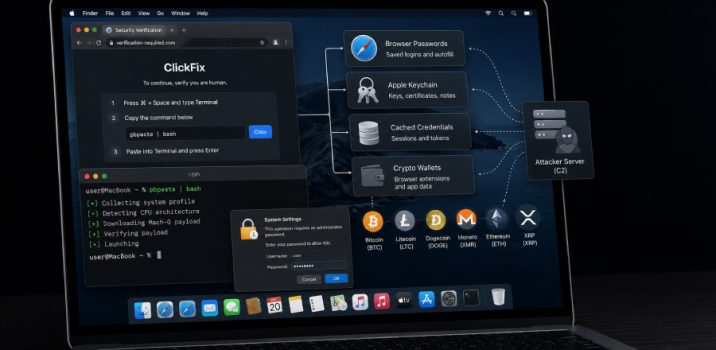 קמפיין ClickFix חדש מפיץ נוזקה לגניבת ארנקי קריפטו ופרטי גישה ממכשירי macOS