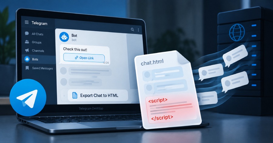 תמונת תקציר לחדשת סייבר: פגיעות באפליקציית Telegram Desktop מאפשרת גניבת הודעות מתוך קבצי ייצוא בפורמט HTML